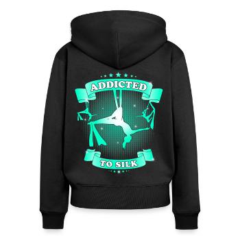 Süchtig Nach Seide Aerial Silk Akrobatik - Frauen Premium Bio Zip Hoodie - Schwarz - Hinten - Julia (174cm)