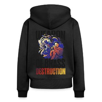 Trumpet Player Pun Weapon Of Brass - Frauen Premium Bio Zip Hoodie - Schwarz - Hinten - Julia (174cm)