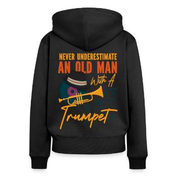 Trumpet Player Dad Father Retired - Frauen Premium Bio Zip Hoodie - Schwarz - Hinten - Julia (174cm)