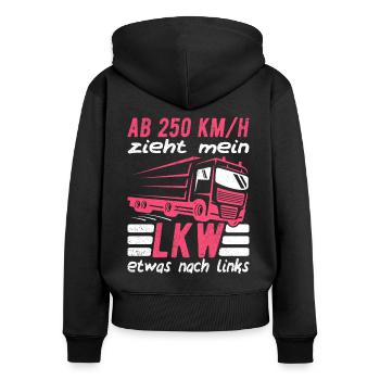 LKW-Fahrerin Lastwagenfahrerin Truckerin Geschenk - Frauen Premium Bio Zip Hoodie - Schwarz - Hinten - Julia (174cm)