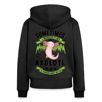 Axolotl Queue Cadeau Amphibien Axolotl - Sweat à capuche zippé Premium bio Femme - noir - Dos - Julia (174cm)