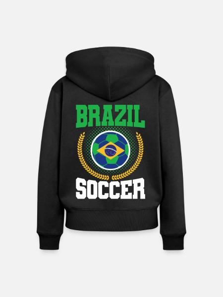 Brazil Soccer - Frauen Premium Bio Zip Hoodie - Schwarz