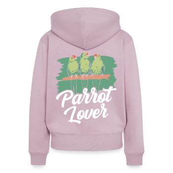 Amoureux des perroquets Mignon Animal Perroquet Pet - Sweat à capuche zippé Premium bio Femme - rose poudré - Dos - Julia (174cm)