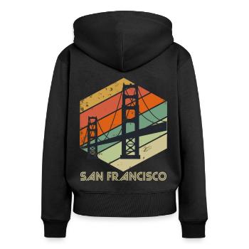 San Francisco Souvenir Californie Golden Gate Bri - Sweat à capuche zippé Premium bio Femme - noir - Dos - Julia (174cm)
