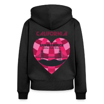 California Retro San Francisco Golden Gate Bridge - Sweat à capuche zippé Premium bio Femme - noir - Dos - Julia (174cm)
