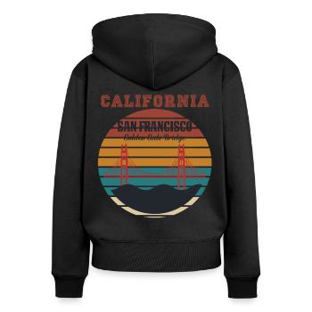 San Francisco Californie Souvenir Golden Gate Bri - Sweat à capuche zippé Premium bio Femme - noir - Dos - Julia (174cm)