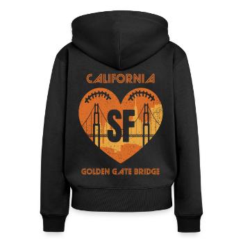 Golden Gate Bridge en Californie San Francisco Sun - Sweat à capuche zippé Premium bio Femme - noir - Dos - Julia (174cm)