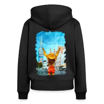 Lüneburg Illustration Frau Altstadt - Sweat à capuche zippé Premium bio Femme - noir - Dos - Julia (174cm)