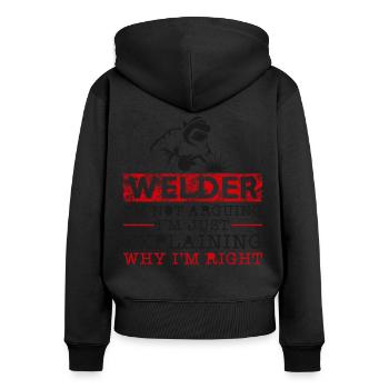 Welder Welding Vintage Welder I'm - Frauen Premium Bio Zip Hoodie - Schwarz - Hinten - Julia (174cm)