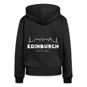 Edinburgh Herzschlag Schottland Andenken schottisc - Frauen Premium Bio Zip Hoodie - Schwarz - Hinten - Julia (174cm)
