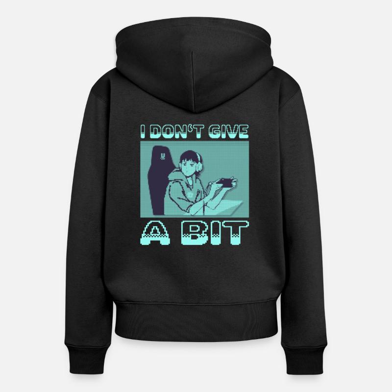 Retro Gaming Gamer Pixel Look - Sweat à capuche zippé Premium bio Femme - noir