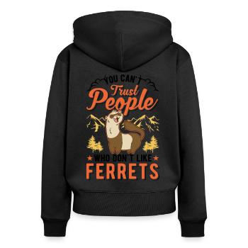 Ferret lover Ferret Gift - Women's Premium Organic Zip Hoodie - black - Back - Julia (174cm)