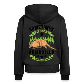 Armadillo Gift Armadillo - Women's Premium Organic Zip Hoodie - black - Back - Julia (174cm)