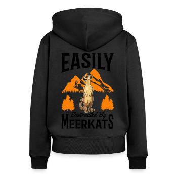 Meerkat Gift Meerkat - Women's Premium Organic Zip Hoodie - black - Back - Julia (174cm)