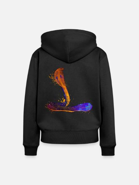 Farbenfrohe Kobra - Frauen Premium Bio Zip Hoodie - Schwarz