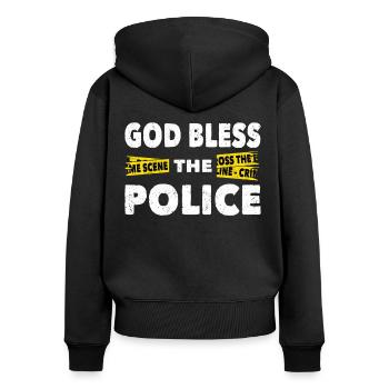 Policeman God Bless The Police Police Uniform - Women's Premium Organic Zip Hoodie - black - Back - Julia (174cm)