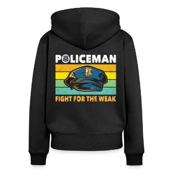 Polizist Policeman Fight For The Weak Polizei - Frauen Premium Bio Zip Hoodie - Schwarz - Hinten - Julia (174cm)