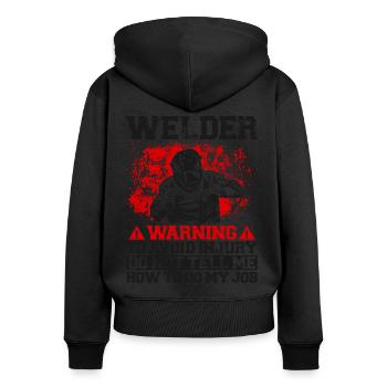 Welder Welding Vintage Welder - Frauen Premium Bio Zip Hoodie - Schwarz - Hinten - Julia (174cm)