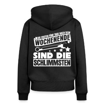 Handwerker Handwerk - Frauen Premium Bio Zip Hoodie - Schwarz - Hinten - Julia (174cm)