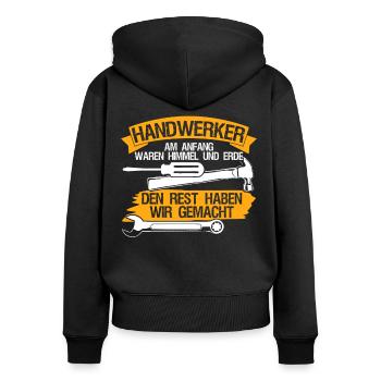 Handwerker Spruch Handwerk - Frauen Premium Bio Zip Hoodie - Schwarz - Hinten - Julia (174cm)