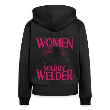 Welder Welding Wife Marriage - Frauen Premium Bio Zip Hoodie - Schwarz - Hinten - Julia (174cm)