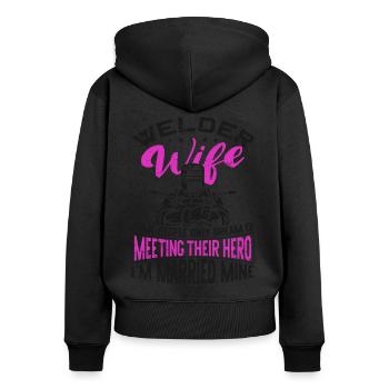 Welder Welding Marriage Wedding - Frauen Premium Bio Zip Hoodie - Schwarz - Hinten - Julia (174cm)