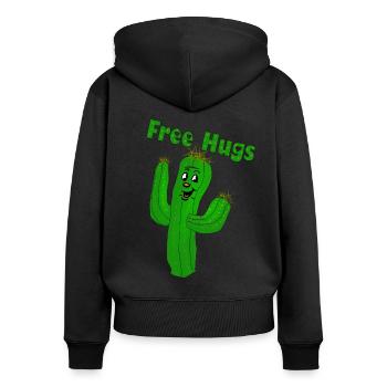 Câlins gratuits - Cactus Hug - toutes les couleurs fun4m3 - Sweat à capuche zippé Premium bio Femme - noir - Dos - Julia (174cm)