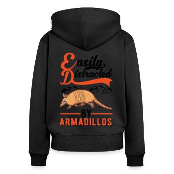 Facilement distrait par le tatou du tatou - Sweat à capuche zippé Premium bio Femme - noir - Dos - Julia (174cm)