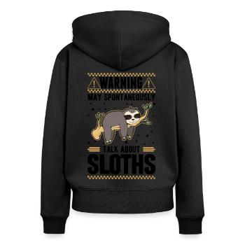 Avertissement paresseux paresseux - Sweat à capuche zippé Premium bio Femme - noir - Dos - Julia (174cm)