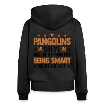 Pangolin Geschenk Schuppentier - Frauen Premium Bio Zip Hoodie - Schwarz - Hinten - Julia (174cm)