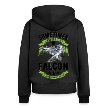 Falcon Gift Falcon Breeding Falcon Breeder Falconer - Women's Premium Organic Zip Hoodie - black - Back - Julia (174cm)