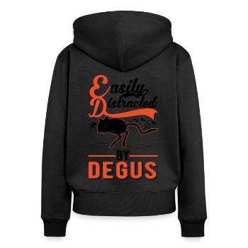 Easily distracted by Degus - Women's Premium Organic Zip Hoodie - black - Back - Julia (174cm)