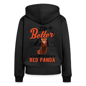 Life is better with a red panda - Women's Premium Organic Zip Hoodie - black - Back - Julia (174cm)