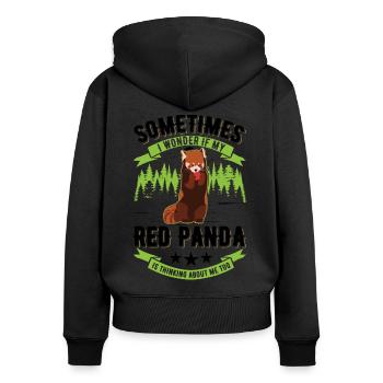 Red Panda Cadeau Chat Ours Panda Rouge - Sweat à capuche zippé Premium bio Femme - noir - Dos - Julia (174cm)