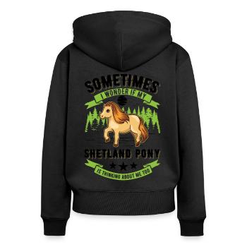Shetland Pony Cadeau Shetland Pony Shetty - Sweat à capuche zippé Premium bio Femme - noir - Dos - Julia (174cm)