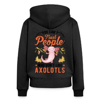 Axolotl Queue Cadeau Amphibien Axolotl - Sweat à capuche zippé Premium bio Femme - noir - Dos - Julia (174cm)