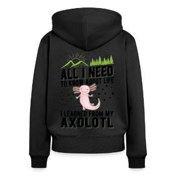 Axolotl Cadeau Amphibien à queue - Sweat à capuche zippé Premium bio Femme - noir - Dos - Julia (174cm)