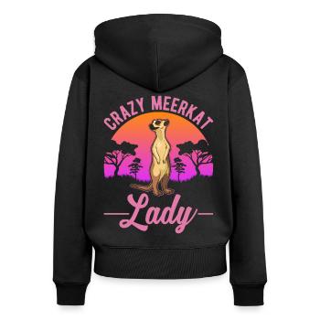 Crazy Meerkat lady Erdmännchen - Sweat à capuche zippé Premium bio Femme - noir - Dos - Julia (174cm)