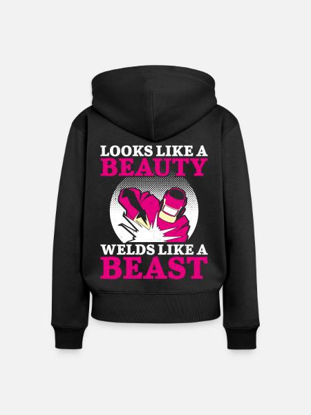 Welder Welding Female Welder - Frauen Premium Bio Zip Hoodie - Schwarz
