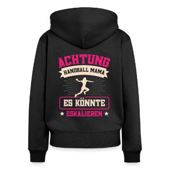 Handballspiel Handballerin Handball für einen - Frauen Premium Bio Zip Hoodie - Schwarz - Hinten - Julia (174cm)