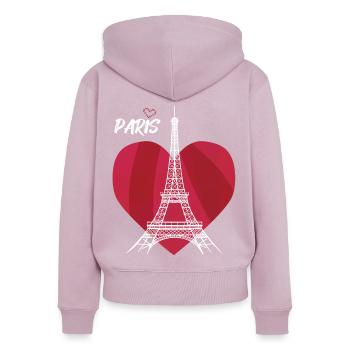 Touristisches Herz-Eiffelturm-Andenken Frankreichs - Frauen Premium Bio Zip Hoodie - Altrosa - Hinten - Julia (174cm)
