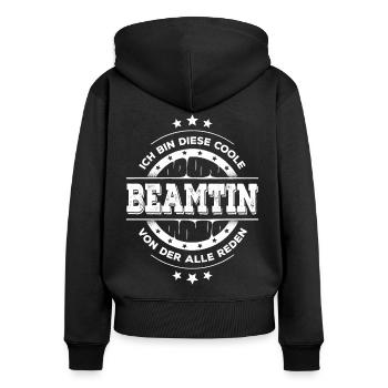 Beamtin Kollegin Geburtstag Verbeamtung Geschenk - Frauen Premium Bio Zip Hoodie - Schwarz - Hinten - Julia (174cm)