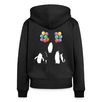 Motivation Sei Anders Pinguin Kreative Menschen - Frauen Premium Bio Zip Hoodie - Schwarz - Hinten - Julia (174cm)
