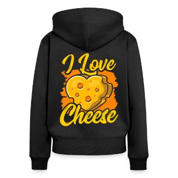 Ich Liebe Käse Sprüche Liebhaber Süß - Frauen Premium Bio Zip Hoodie - Schwarz - Hinten - Julia (174cm)