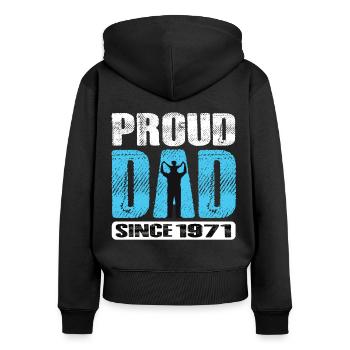 Proud Dad Since 1971 - Frauen Premium Bio Zip Hoodie - Schwarz - Hinten - Julia (174cm)