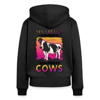 Cow Cattle breeder Farmer Cows Farmer - Women's Premium Organic Zip Hoodie - black - Back - Julia (174cm)