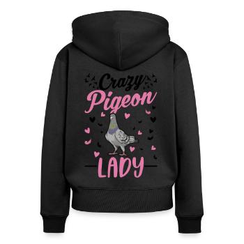 Verrückte Tauben Frau Taubenzüchterin - Frauen Premium Bio Zip Hoodie - Schwarz - Hinten - Julia (174cm)