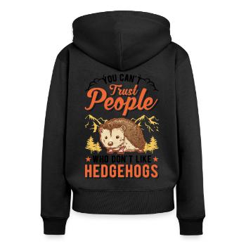 Hérisson Cadeau Stacheligel - Sweat à capuche zippé Premium bio Femme - noir - Dos - Julia (174cm)