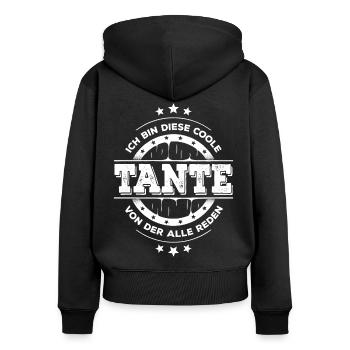 Ich Bin Tante Geburtstag Patentante Geschenk - Frauen Premium Bio Zip Hoodie - Schwarz - Hinten - Julia (174cm)