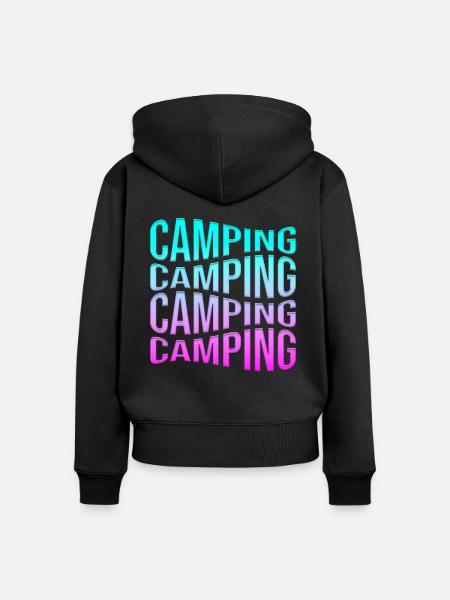 campen - Frauen Premium Bio Zip Hoodie - Schwarz